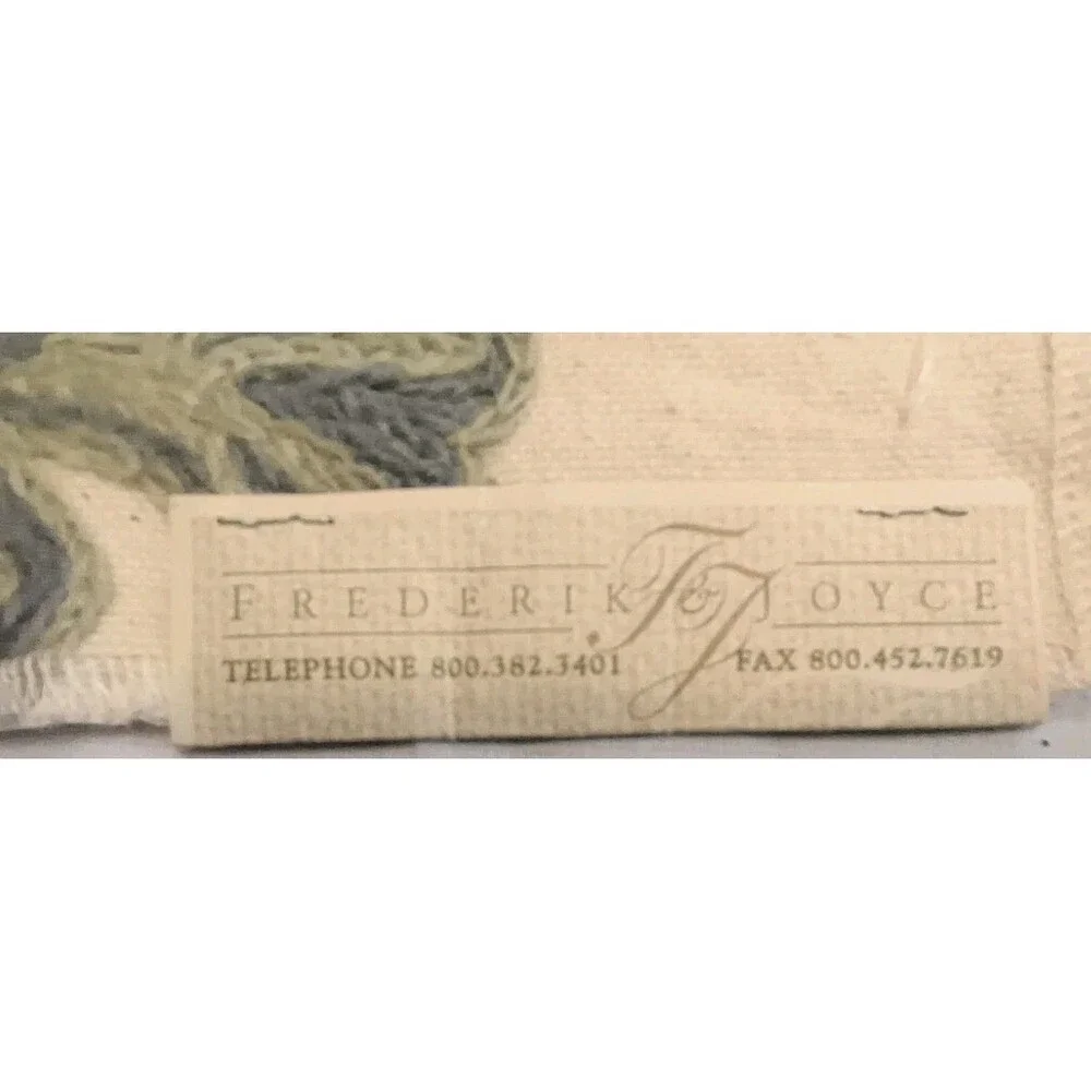 Frederik & Joyce Robespierre embroidered floral fabric sample wool on cotton Vtg